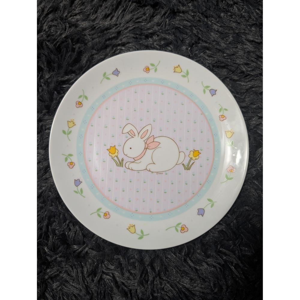 Vintage Papel Japan Ginny Bunny Rabbit Easter Dessert Plate Hand Decorated‎ 7.5"